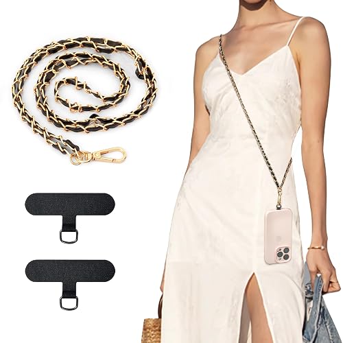 TiMOVO Universal Phone Lanyard, Metal Cell Phone Chain Anti-Theft Crossbody Strap for iPhone 17, 16 Series and Most Smartphones, Cell Phone Neck