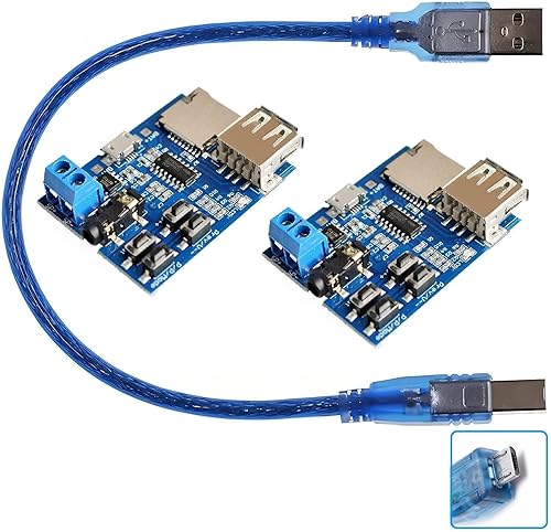 WWZMDiB 2Pcs MP3 Lossless Decoders Module with TF Card Micro USB 5V Power Supply Audio Amplifier