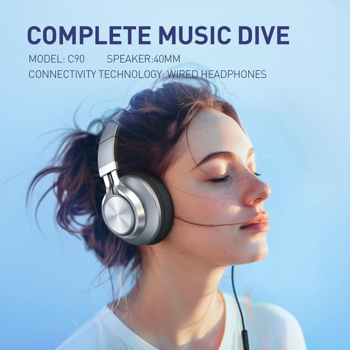 AILIHEN Wired Headphones with Microphone Volume Control, Noise Isolating Over Ear Headphones Wired 3.5mm, Super Soft Corded Headphone for Cellphones
