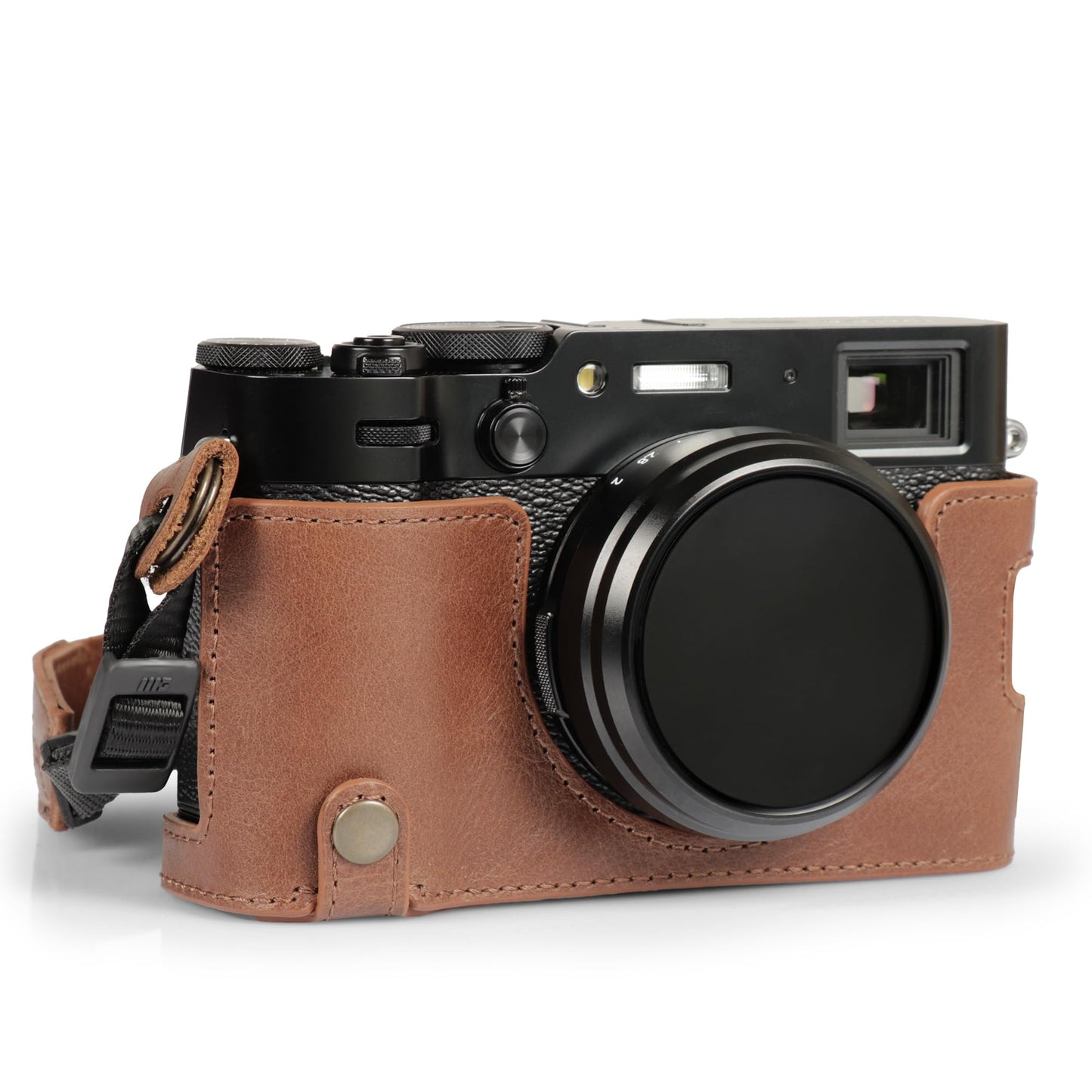 MegaGear Ever Ready Genuine Leather Half Camera Case Compatible with Fujifilm X100VI - Brown
