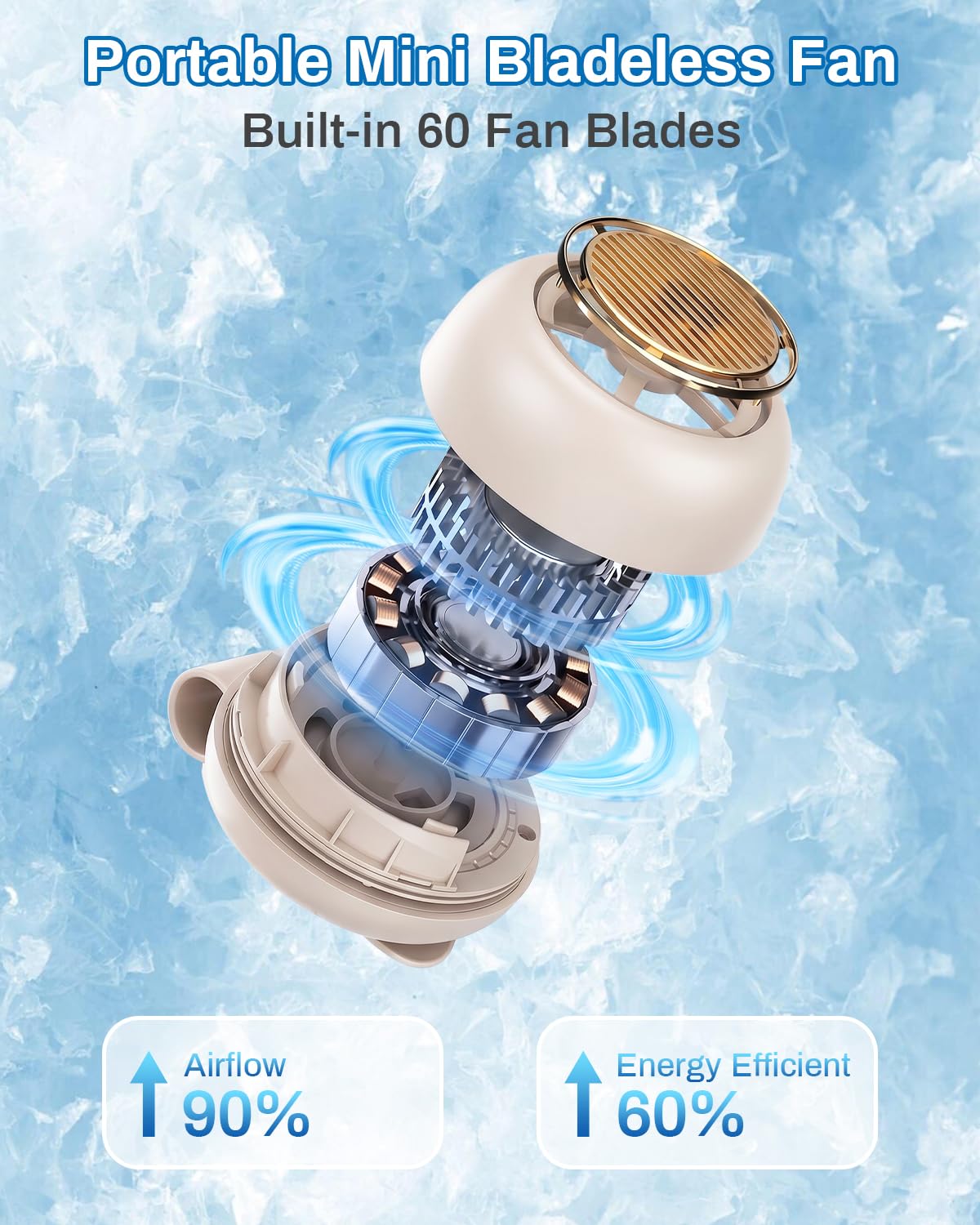 Clip On Fan for Shirt,2Pcs Portable Mini Bladeless Fan Clip On,2026 New 1000mAh Small Whirlwind Clip Fan with 5-Speed,Digital Display,USB