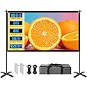 XIAOHUI 120 inch Outdoor Projector Screen with Stand, Portable Projector Screen with Carry Bag Windproof Fixing Rope Set, 4K Anti Light Glare Movie