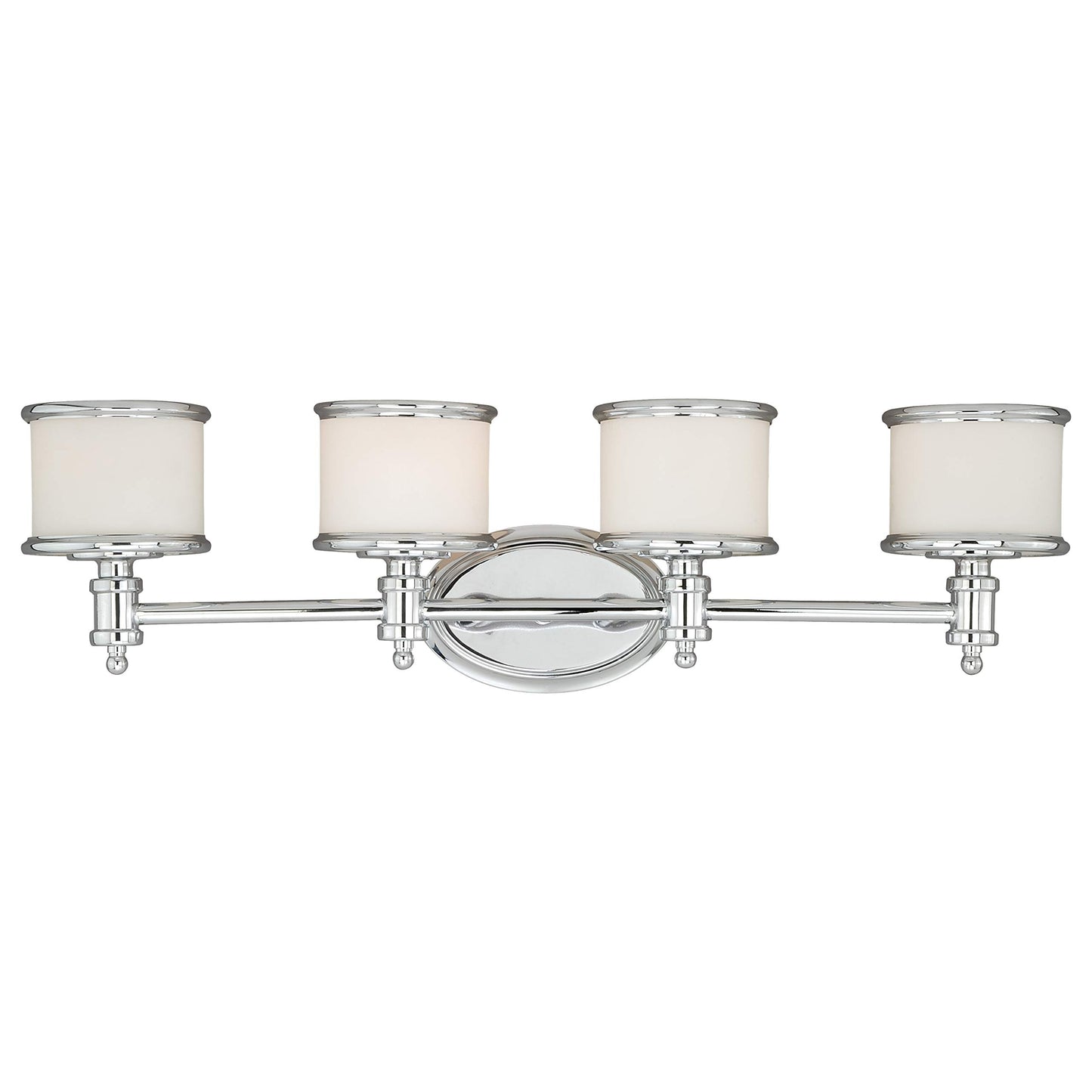 VAXCEL Carlisle 4-Light 30.25 inch Wide Chrome Transitional Bathroom Vanity Lighting Fixture, White Frosted Opal Glass Shade, Dimmable, LED