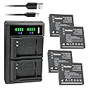 Kastar 4-Pack Battery and LTD2 USB Charger Replacement for Panasonic SDR-S26N, SDR-S26R, SDR-SW20, SDR-SW20R, SDR-SW20S, SDR-SW21, SDR-SW21D