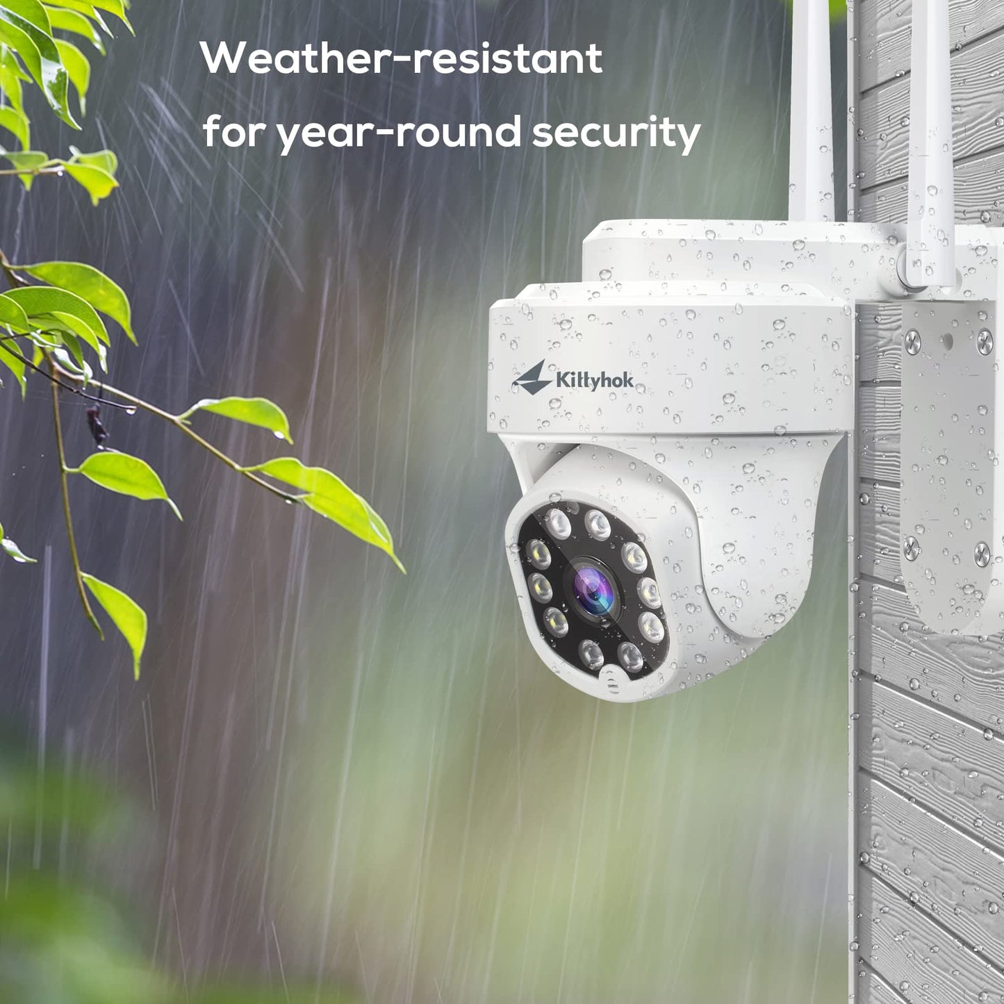 Kittyhok PTZ Security Camera Wireless Outdoor | 2K FHD Wireless Cameras for Home Security with 360 Viewing, Auto Tracking, Spotilght Color Night
