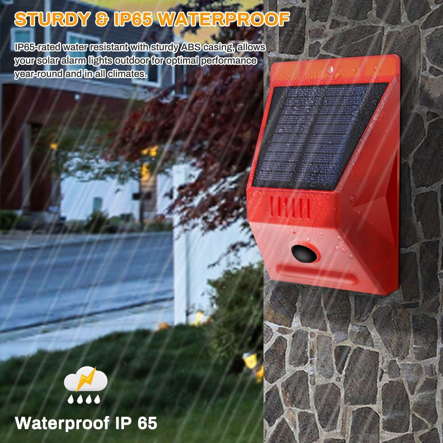 ChunHee Solar Motion Sensor Alarm Outdoor,Solar Alarm Motion Detector with Sound, 129db Sound Security Siren IP65 Waterproof Protected for Villa