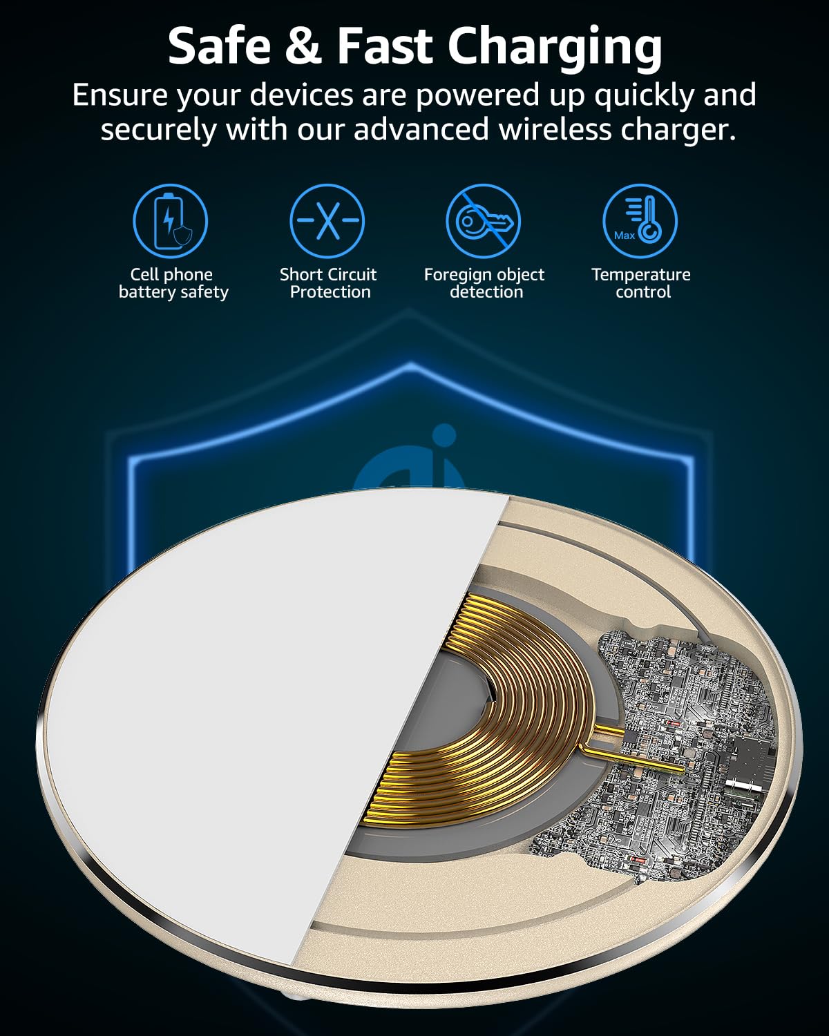 TOZO W1 Max 15W Fast Wireless Charging, Anti-Slip, Sleep-Friendly