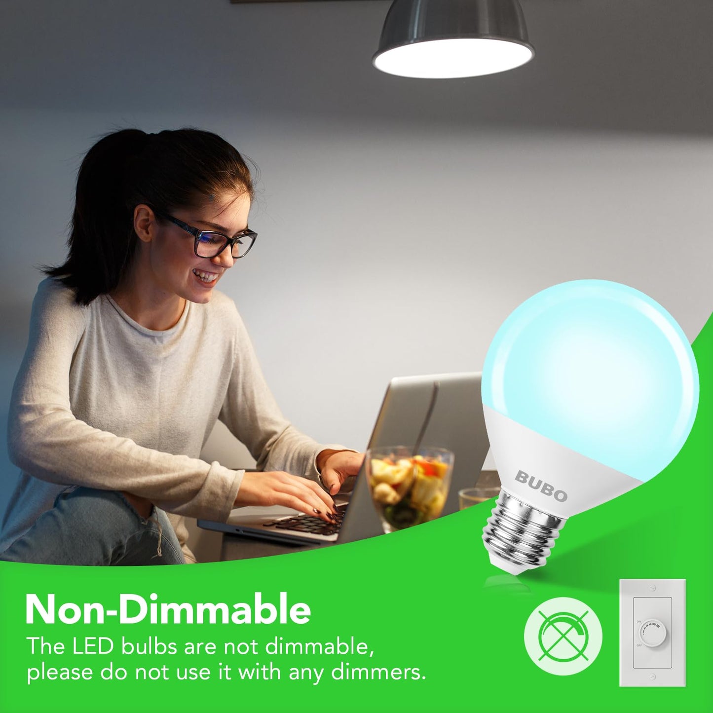 BUBO Vanity Light Bulbs 60 Watt Equivalent, Bathroom Light Bulbs Daylight White 5000K, Round Light Bulb, G25 LED Bulbs 800 Lumens, E26 Medium Base