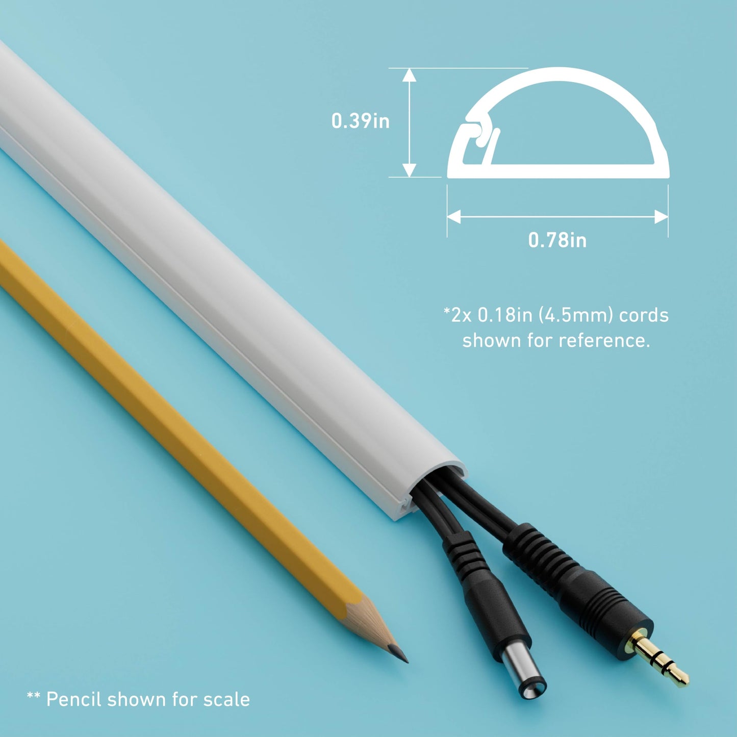 D-Line 31.4in TV Cord Hider, Patented Half Round Cable Cover, Hide Wall Mount TV Wires, Hinged One-Piece Cable Concealer, Adhesive, Decorative Raceway