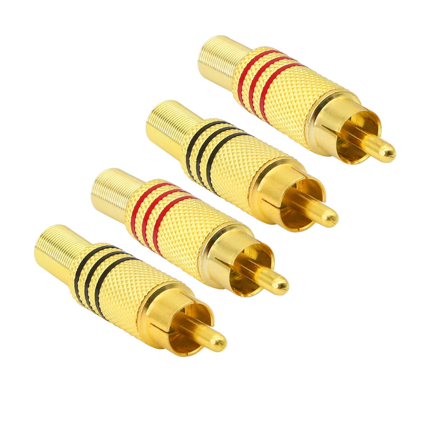 PNGKNYOCN RCA Stereo Connector Plug with Spring Coax Audio Solderless Gold Plated Adapter for Repair Speaker Cables?4-Pack?