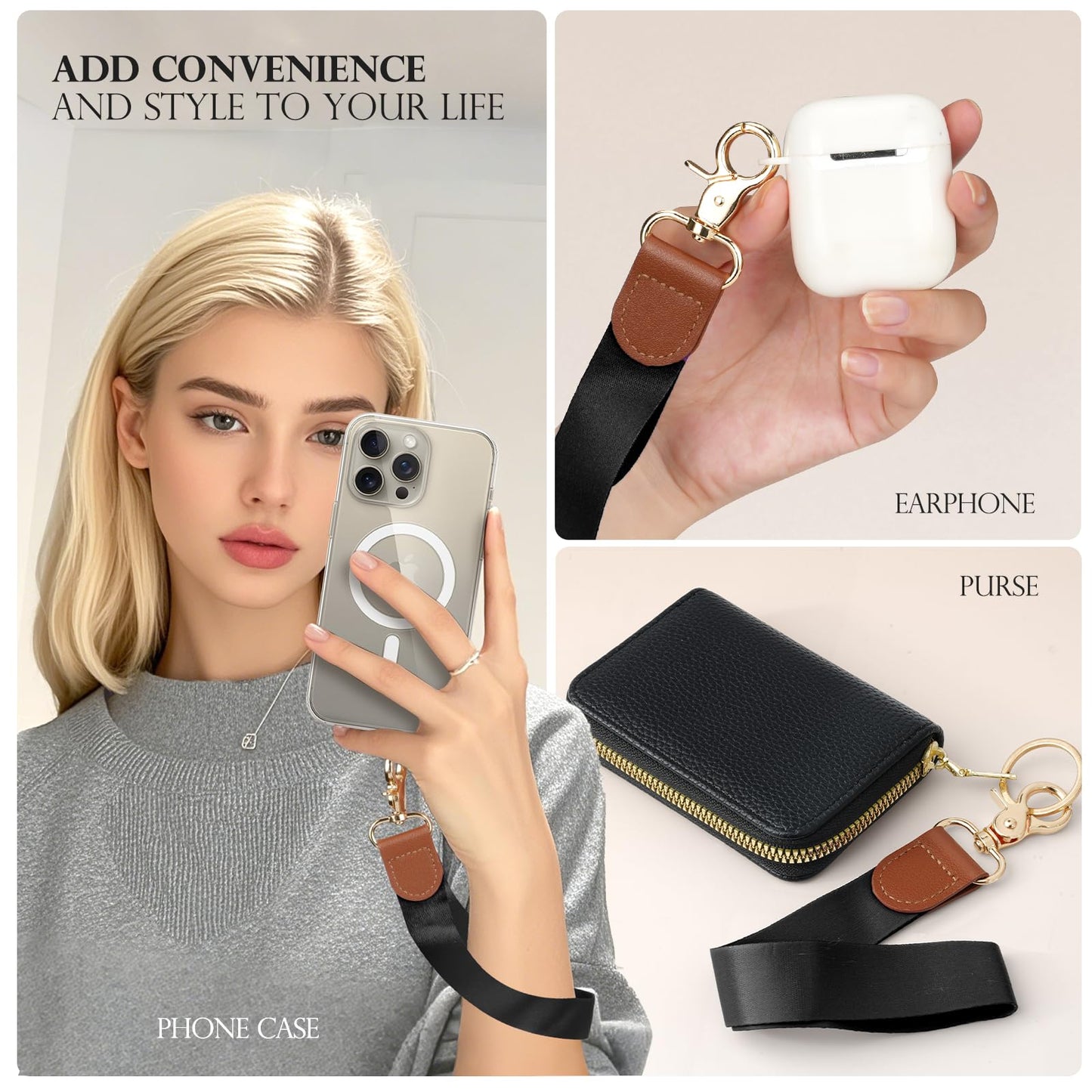 TiMOVO Phone Lanyard Crossbody Wrist Strap, Adjustable Anti-Theft Phone Strap for All Phone Case, Universal Cell Phone Neck lanyard for Women and Men