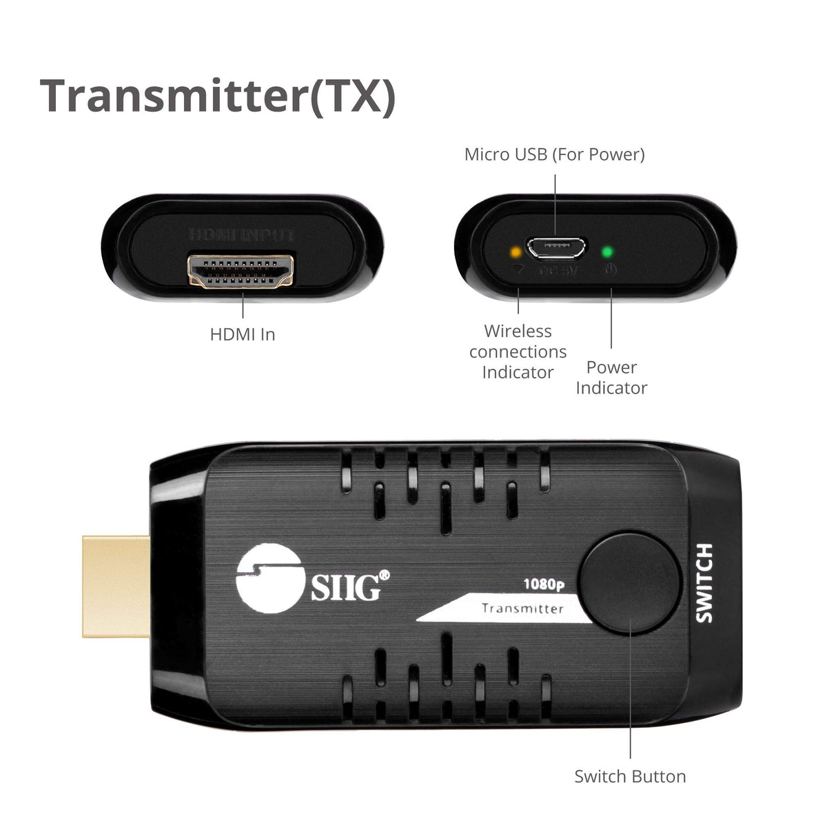 SIIG 1080p Wireless HDMI Extender, CE-H24E11-S1