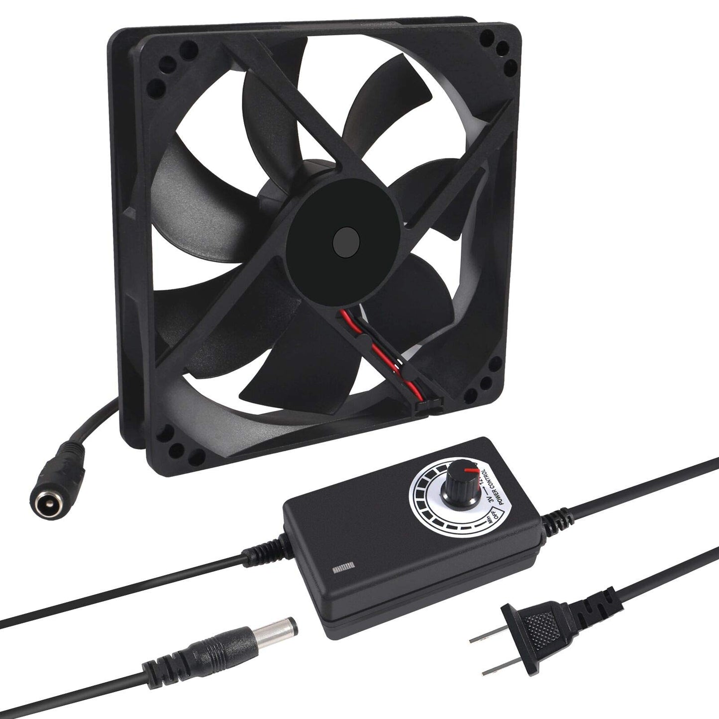 120mm x 25mm 110V 220V AC Powered Cooling Fan with Speed Controller 3V to 12V, 1225 AC 115V 120V 220V 240V for Cooling Ventilation Exhaust Projects