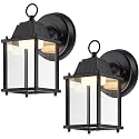 LIT-PaTH Outdoor LED Wall Lantern, Wall Sconce Exterior Porch Lighting Fixture, 3000K Warm White, 9.5W 800 Lumen, Aluminum Housing Plus Glass, Black
