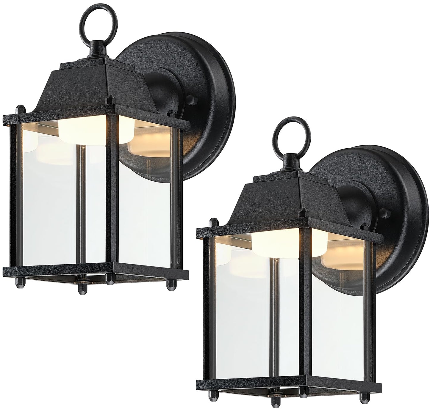 LIT-PaTH Outdoor LED Wall Lantern, Wall Sconce Exterior Porch Lighting Fixture, 3000K Warm White, 9.5W 800 Lumen, Aluminum Housing Plus Glass, Black