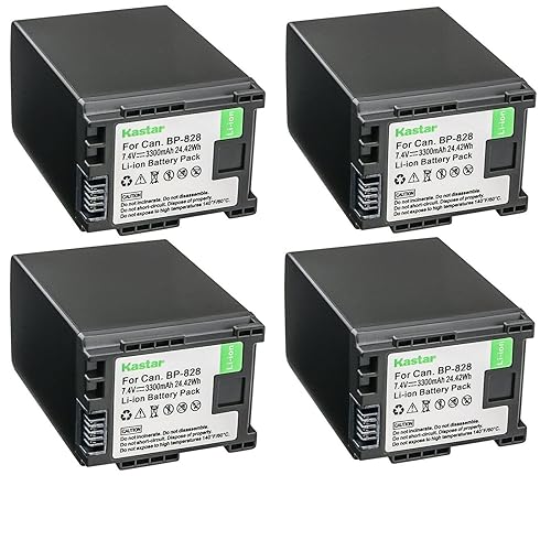 Kastar 4-Pack BP-828 Battery 7.4V 3300mAh Replacement for Canon BP-820 BP820, BP-828 BP828 Battery, Canon CG-800 CG800 Charger, Canon VIXIA HF G50 UHD