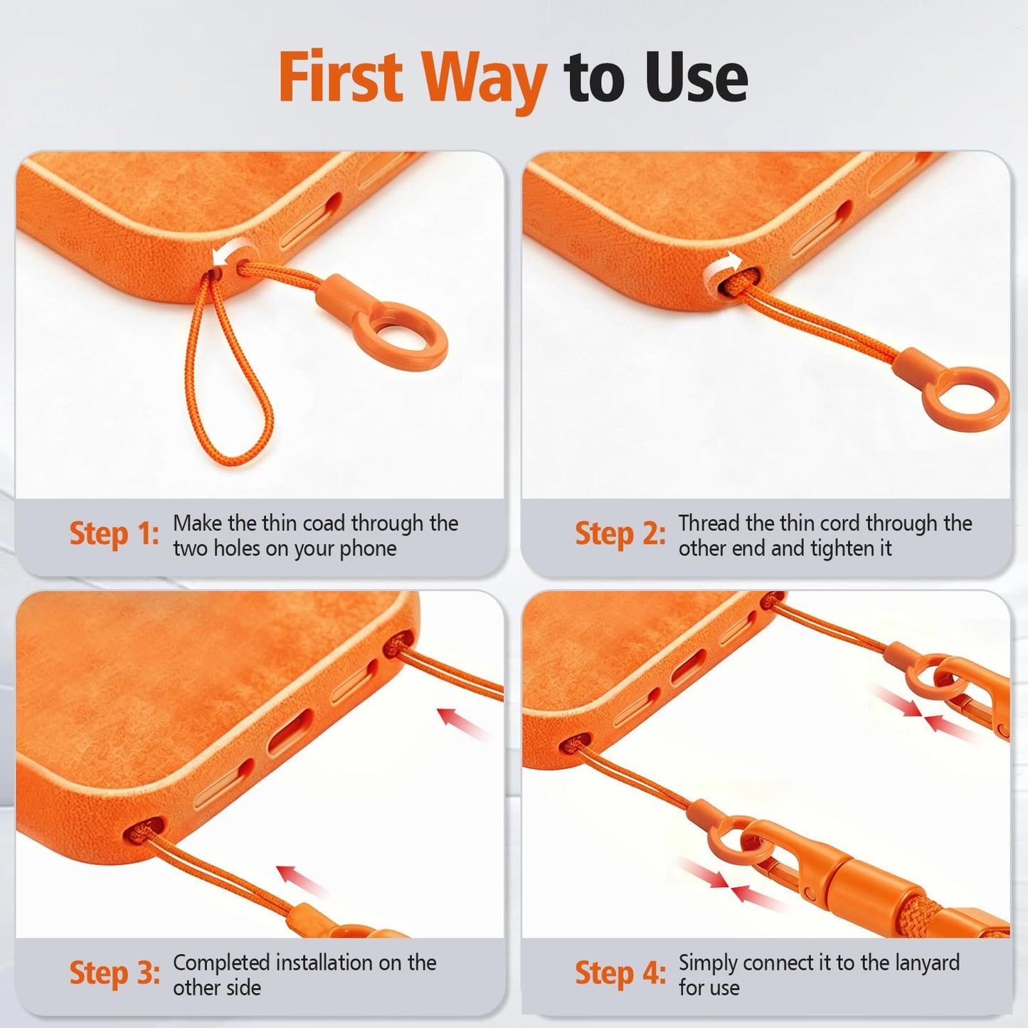 MoKo Adjustable Phone Crossbody Lanyard (Without Case) for iPhone 17/Air/Pro/Max with Dual Lanyard Holes, Univesal Neck Strap with Metal Tether Tab