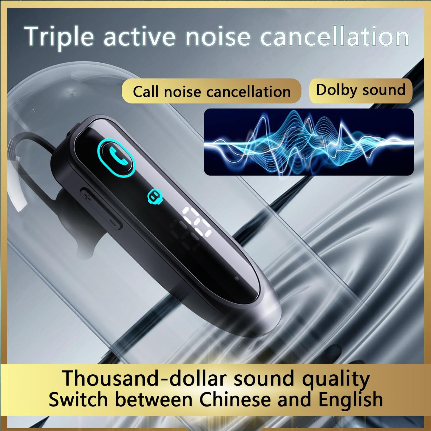 eppfun Bluetooth Earpiece Wireless CVC8.0 Headset for Cell Phone Dual Mic Noise Canceling Handsfree Phone Earpiece with Mute for iPhone Android Home
