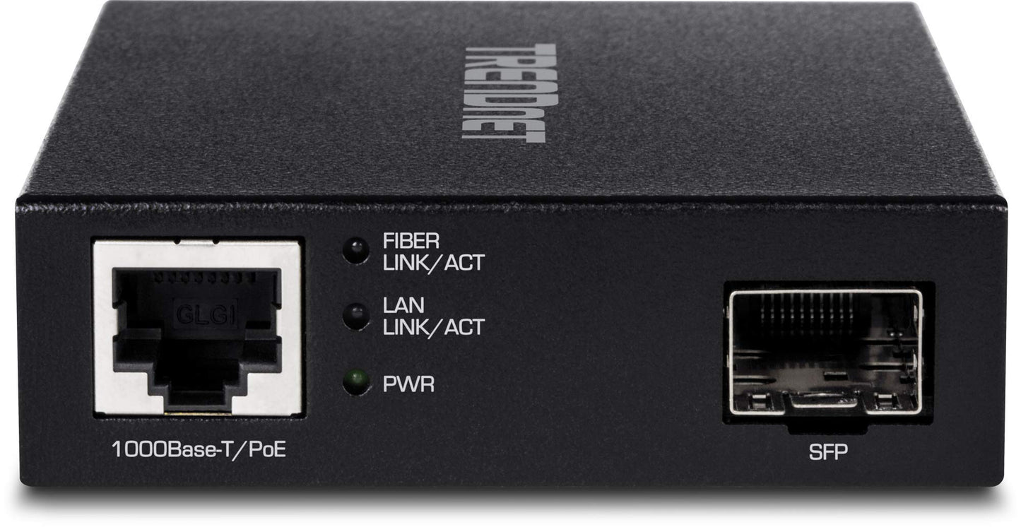 TRENDnet Gigabit Poe Pd SFP Fiber Media Converter, Poe Powered 100/1000Base-T to SFP Fiber Media Converter, Compact Design, TFC-PGSFP (Renewed)
