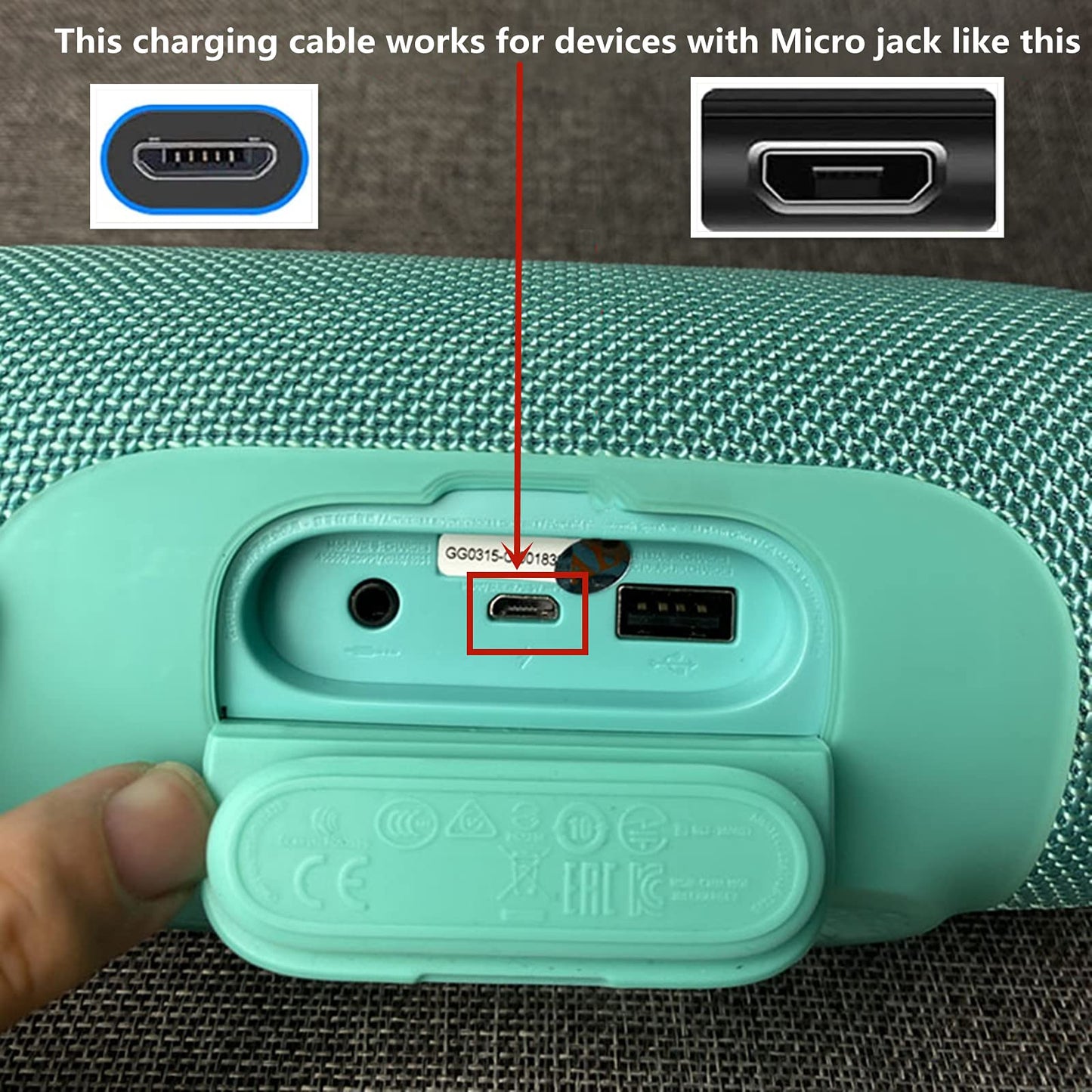 Saipomor Flip4 Replacement Cable Micro USB Fast Charger Flat Cord Compatible with JBL Flip4 Flip3 Clip3 Charge2+ Charge3 Pulse3 Bluetooth Speaker