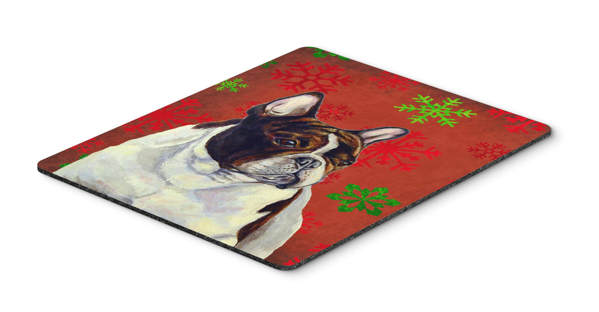 Caroline's Treasures LH9337MP French Bulldog Red and Green Snowflakes Holiday Christmas Mouse Pad, Hot Pad or Trivet for Home Office Gaming Working
