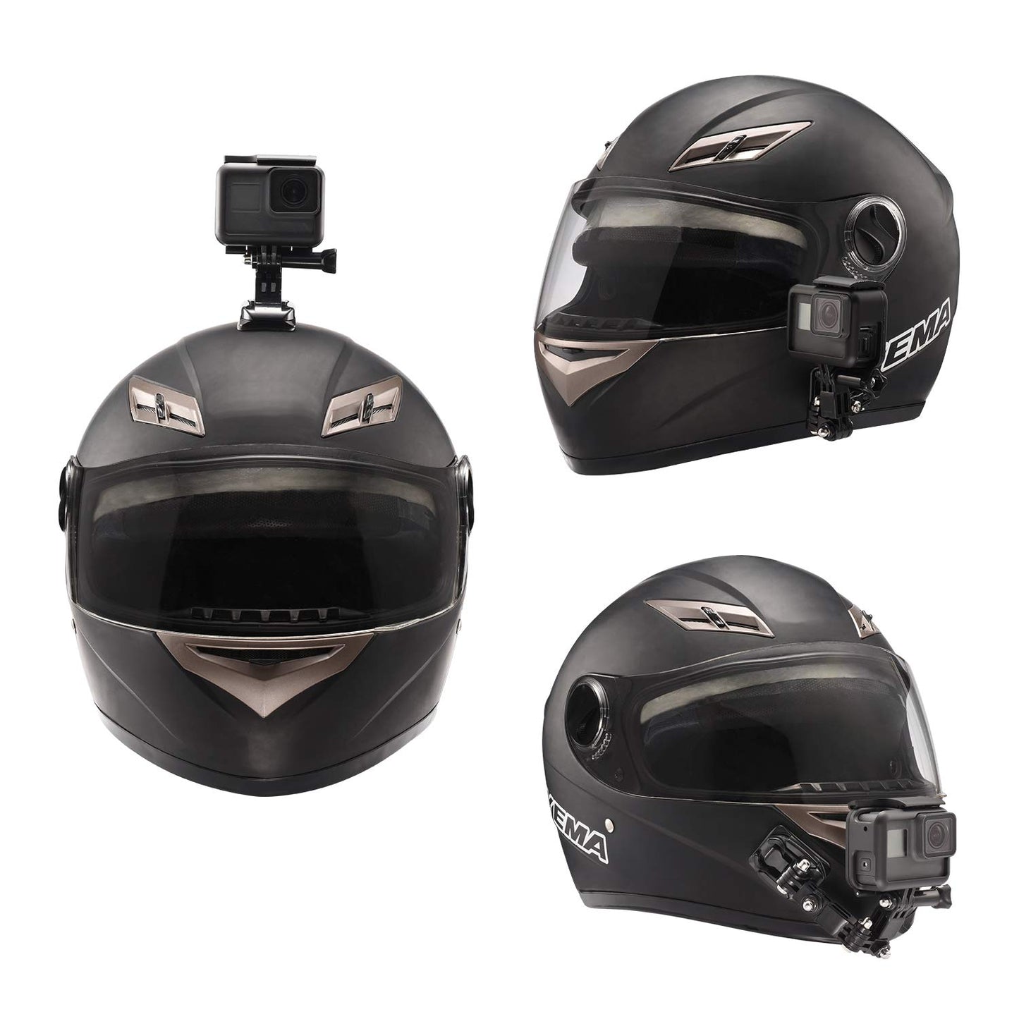 Lupholue Motorcycle Helmet Chin Mount Butterfly Sticky Mount with 2 Extended Arms & J Buckle for GoPro Hero 12, 11, 10, 9, 8, 7, (2018), 6 5, Hero
