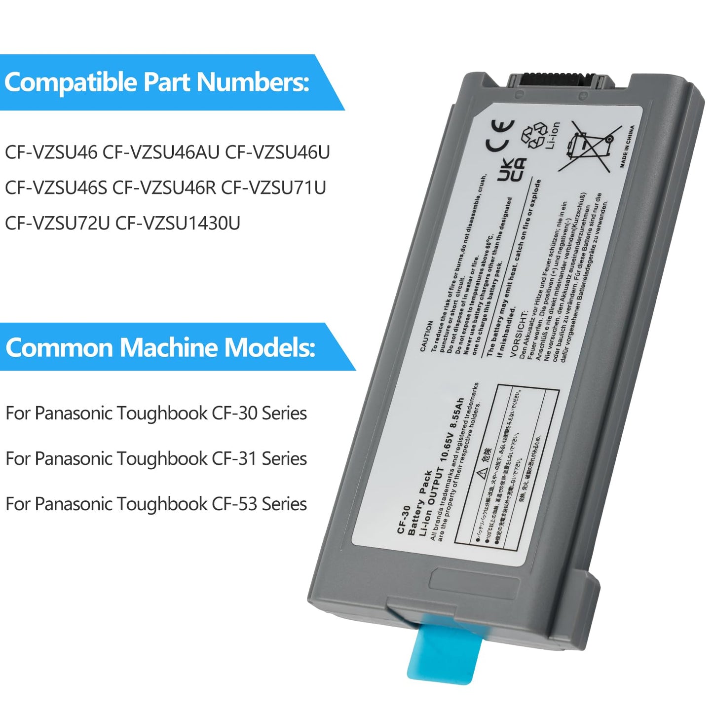 A AMANDA New Laptop Battery 9cell Replacement for Panasonic Toughbook Cf-30 Cf-31 Cf-53 CF-VZSU46 CF-VZSU46S CF-VZSU46U CF-VZSU46R CF-VZSU46AU