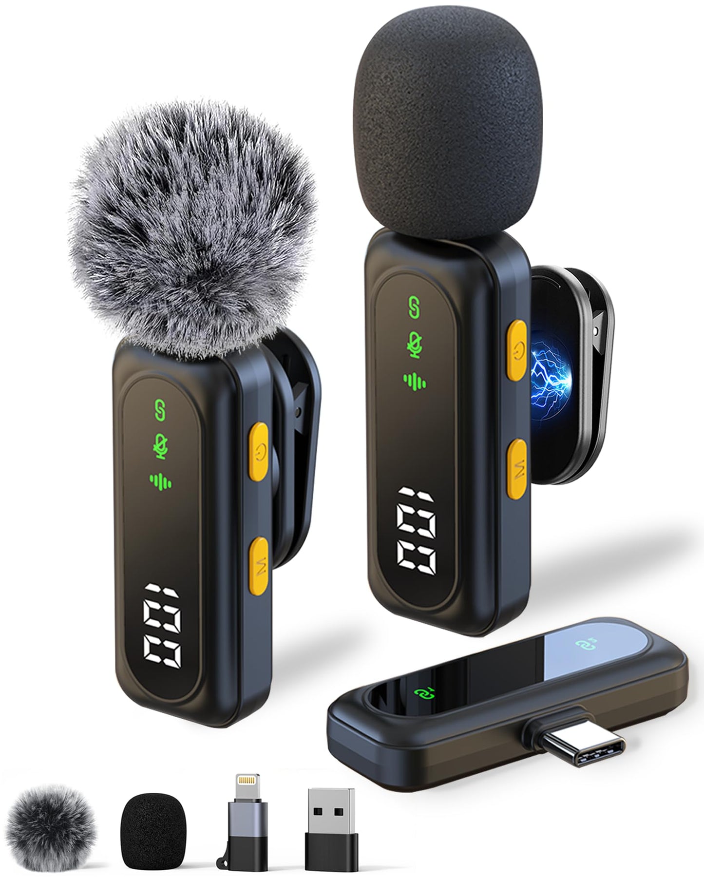 Wireless Lavalier Microphone for iPhone-iPad, Android Phone,Computer,Microphone wireless,Mini Lapel Mic with Noise Reduction and Crystal Sound for