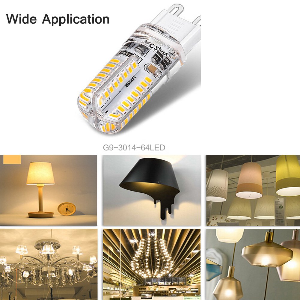 LEDGLE G9 LED Light Bulbs 3W, 30W Halogen Equivalent, 3000K 250LM 64LEDS Warm White Light, Non-dimmable, Flicker Wide Beam Angle Light G9 Base