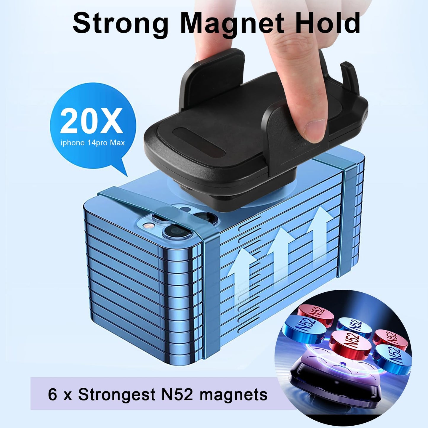 UYODM Golf Cart Magnetic Phone Holder Mount, Ultra Strength 6*N52 Magnets Cell Phone Caddy Compatible with EZGO Club Car Yamaha,Fit for Most