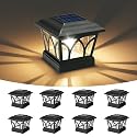 VOLISUN Solar Post Cap Lights Outdoor 8Pack, with Edison LED Bulbs, 2 Brightness Setting, Fence Post Lights Solar Powered for Garden Fence Deck