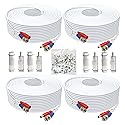 Aimyzii BNC Cable 100ft 4 Pack BNC Video Power Cable,Security Camera Cable for CCTV Camera DVR Security Systems(Included 8X BNC Adapters,100 Pcs Cable