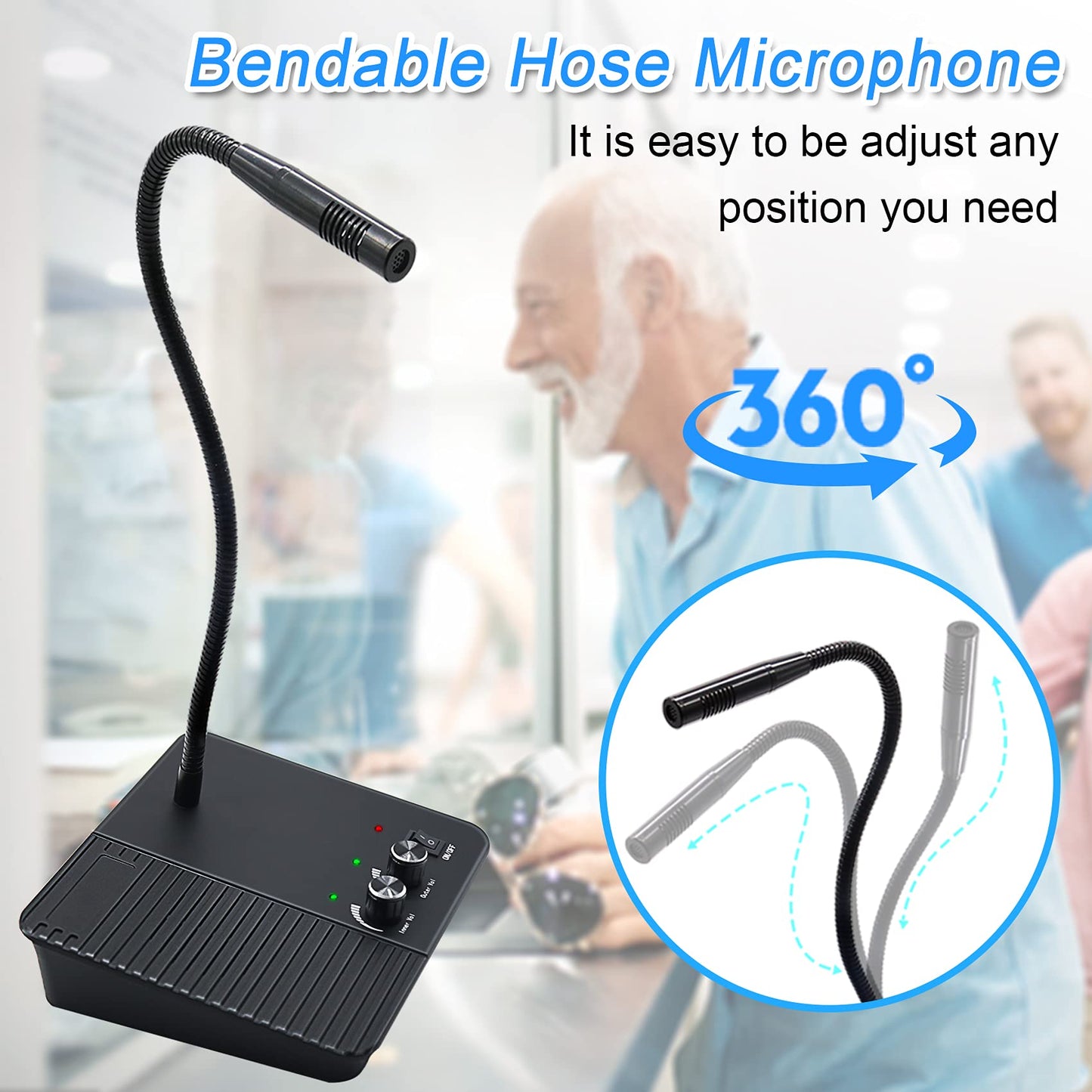 CallToU Window Speaker Intercom System Intercoms 2 Way Anti-Interference Intercommunication Microphone Counter Intercoms for Business, Bank, Office