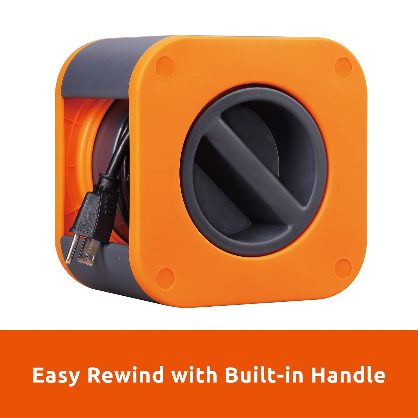 Link2Home Cord Reel 25 ft. Extension Cord 4 Power Outlets - 16 AWG SJT Cable.