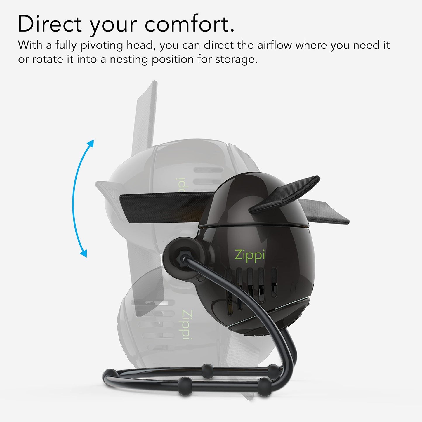 Vornado Zippi Small Personal Fan, Foldable Cooling for Desk, 2 Speed Settings, Soft Nylon Blades, Directable Airflow, Compact Design, Perfect Fan