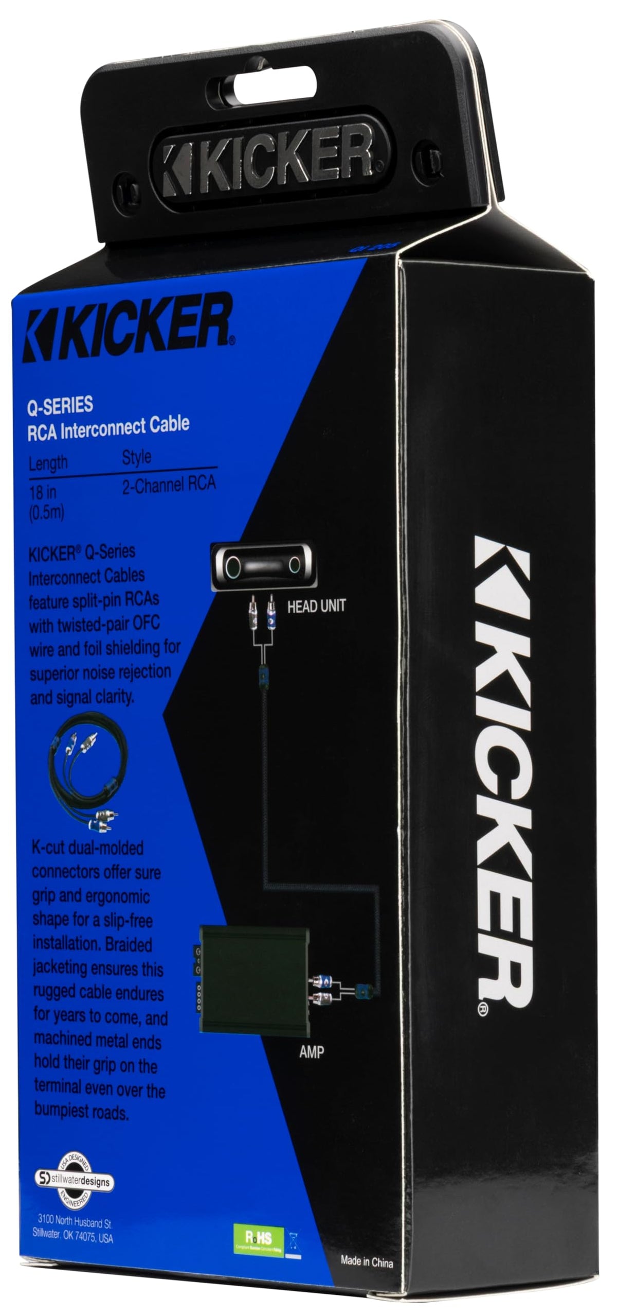 KICKER QI205 Q-Series 2- Channel RCA Interconnect Cable (46QI205), 18 Inches, 0.5M