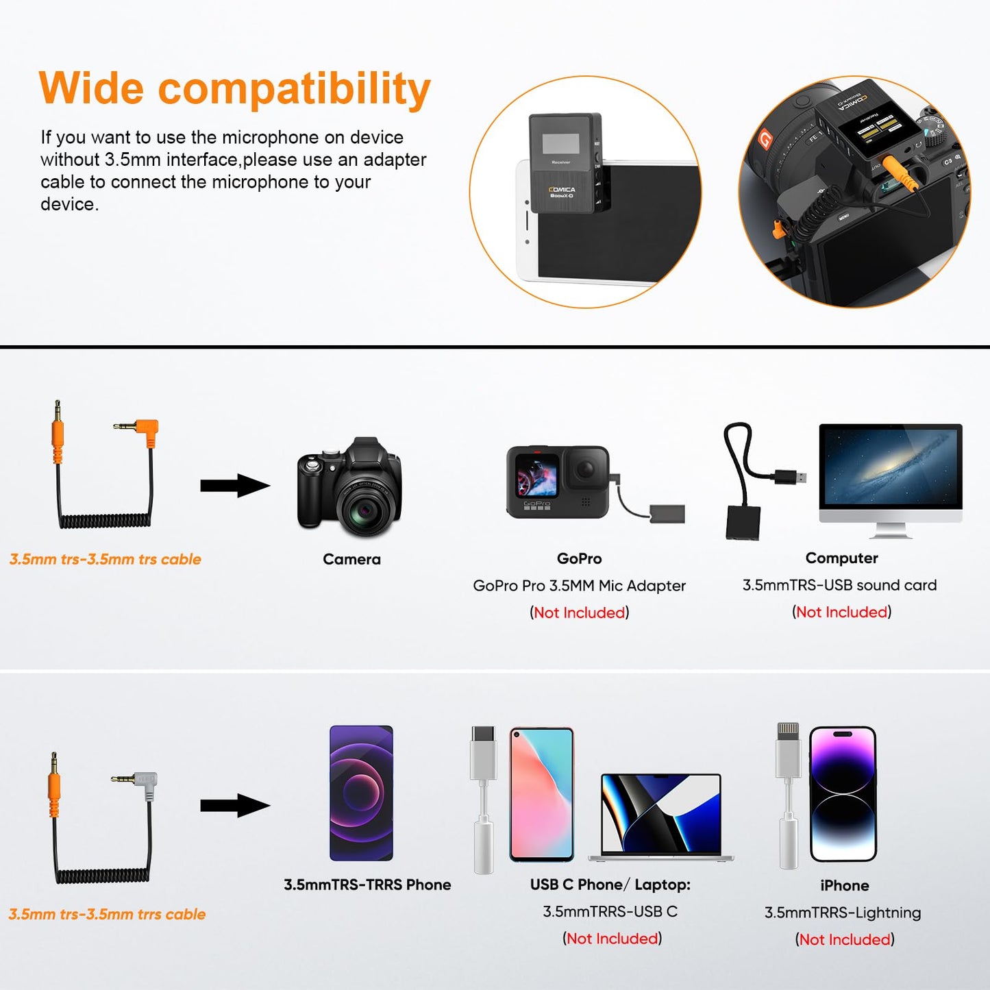 COMICA BoomX-D2 Wireless Lavalier Microphone for iPhone, Android Camera, Dual Lapel Mic System with 2 Transmitters, 656ft Stable Range, Noise