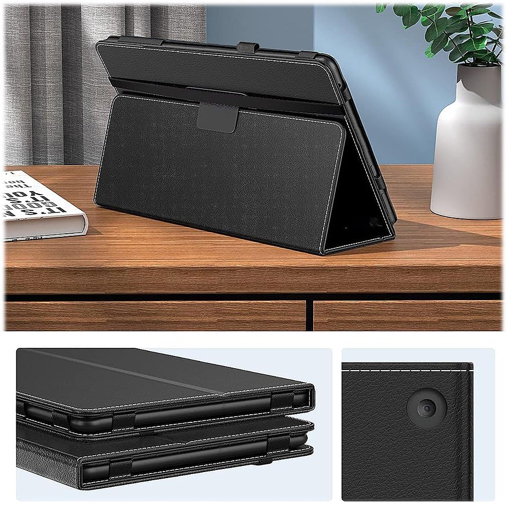 SaharaCase EliteFold Folio Case for Tab A11+ and Tab A9+ - Integrated Kickstand and Hand Strap, Vegan Leather, Auto Sleep and Wake Cover (Scorpion