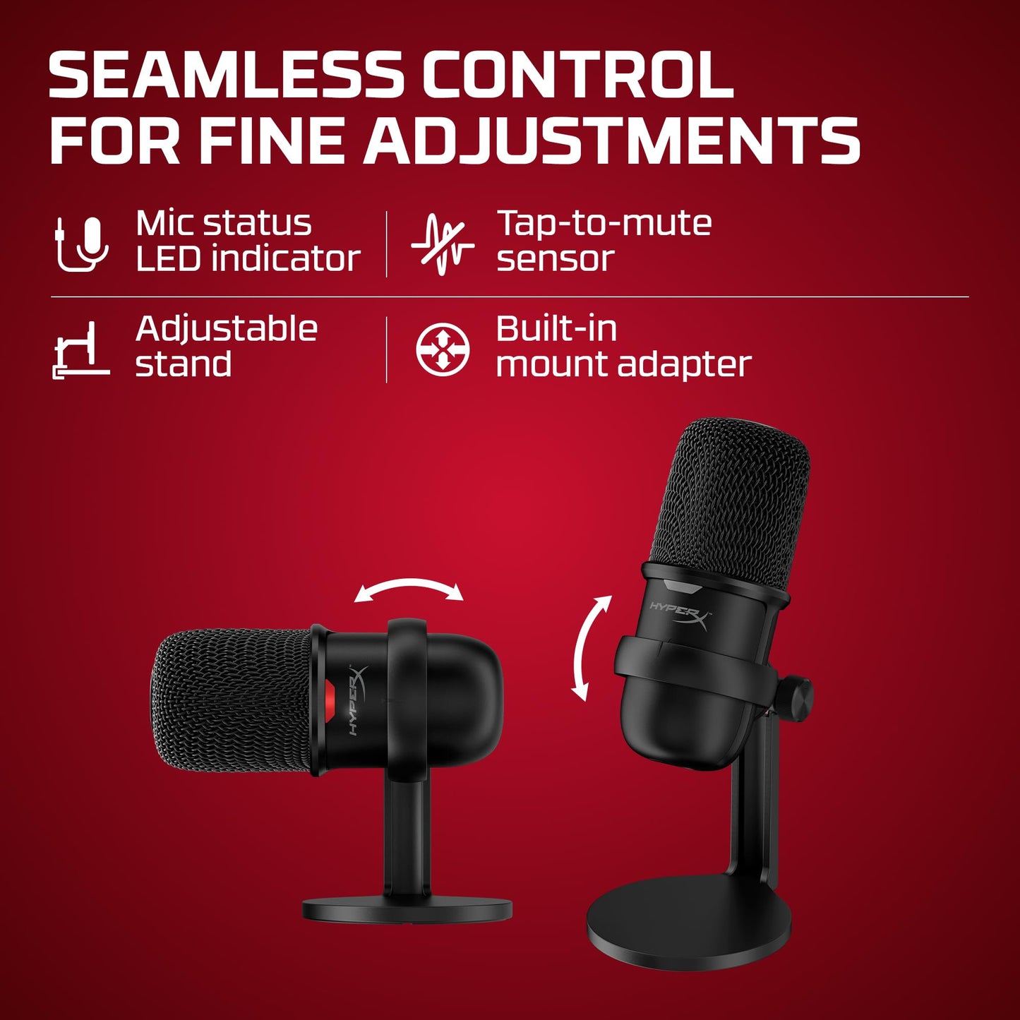 HyperX SoloCast - USB Condenser Gaming Microphone, for PC, PS4, PS5 and Mac, Tap-to-Mute Sensor, Cardioid Polar Pattern, great for Streaming