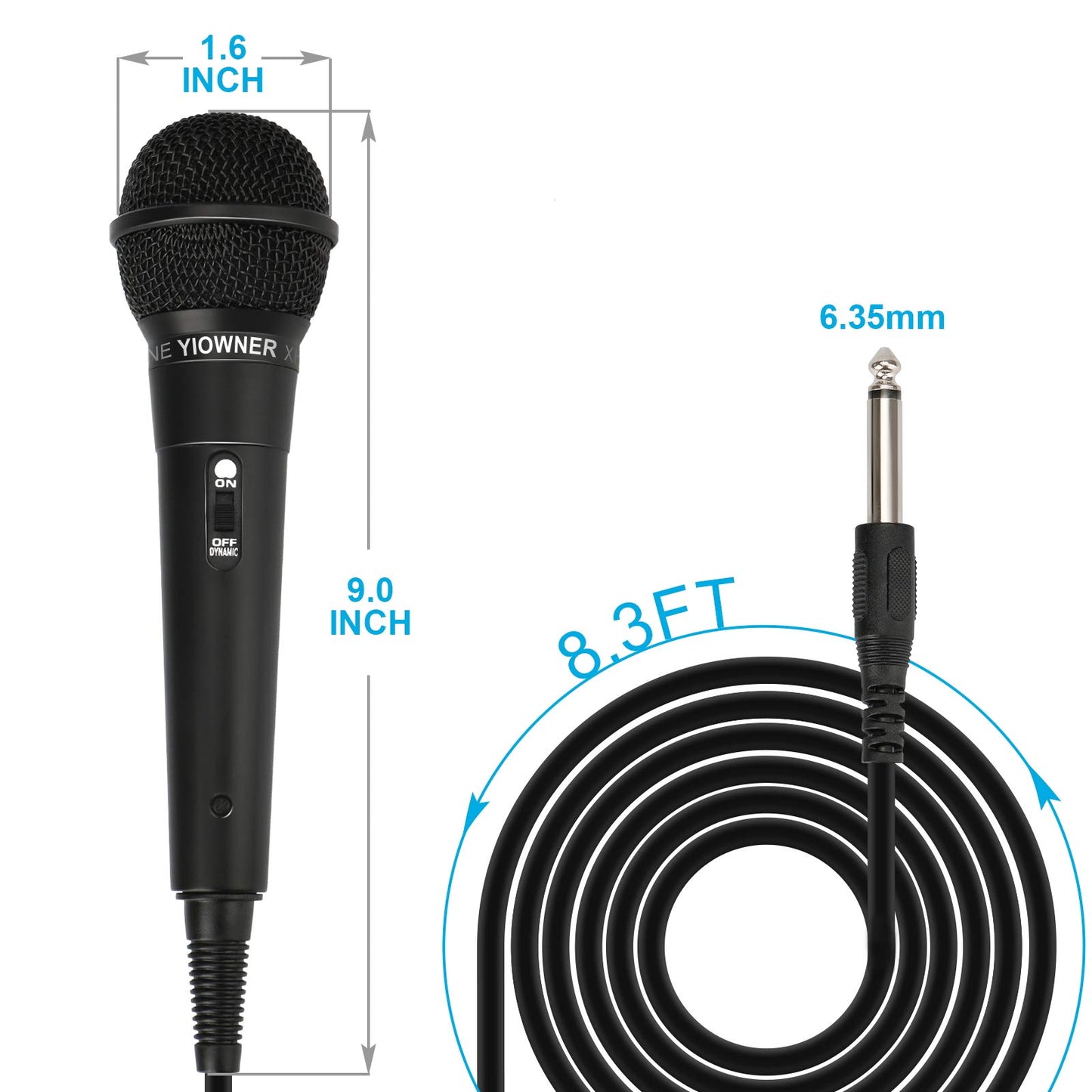 YIOWNER Wired Microphone, Karaoke Handheld Microphone for Singing, Mic Karaoke with 2.5m Cable, Vocal Dynamic Mic for Speaker, AMP, Mixer, DVD