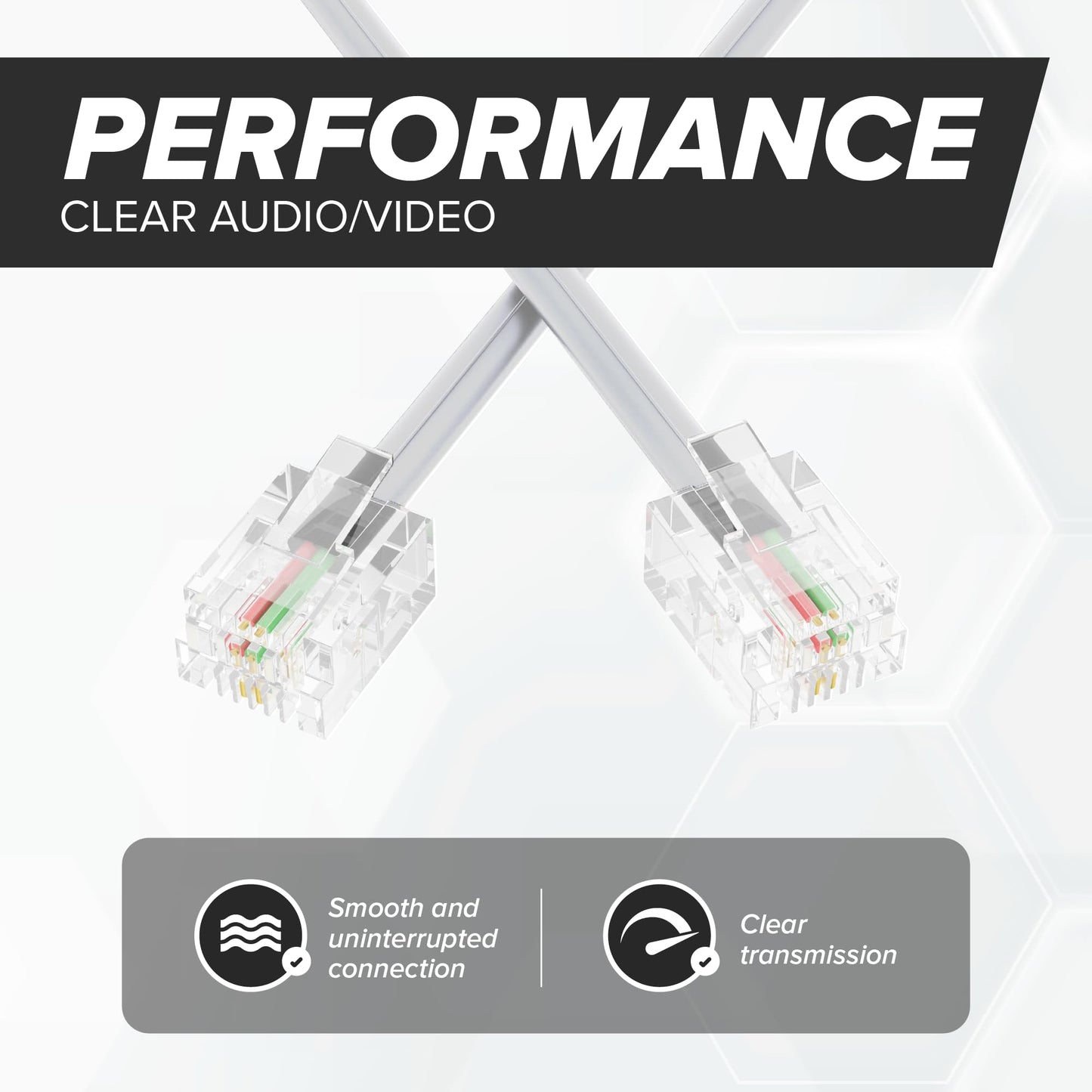 THE CIMPLE CO Phone Cord for Landline, 100 FT, Modular Telephone Extension Line, 2 Conductor (2 Pin, 1 Line) Cable, Works with FAX, AIO, and Other