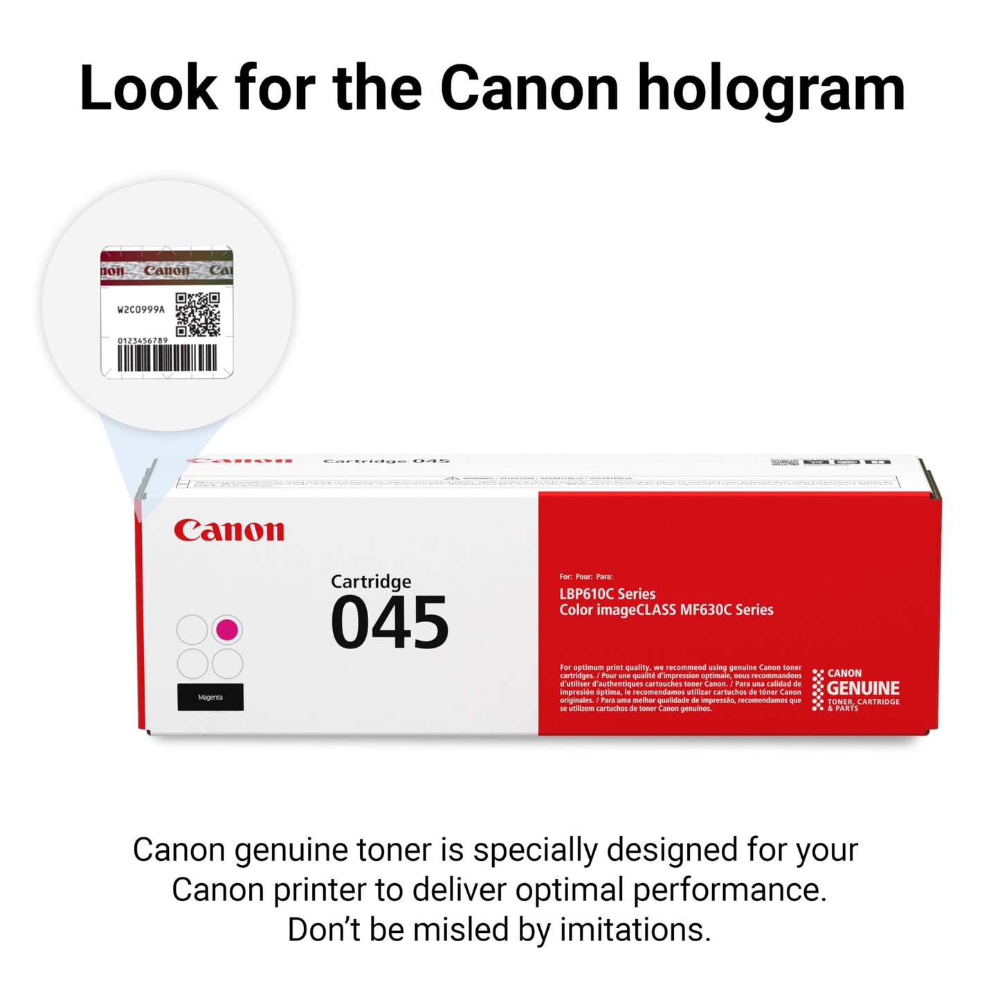 Canon Genuine 045 Magenta Toner Cartridge Compatible with LBP612Cdw, MF632Cdw, MF634Cdw