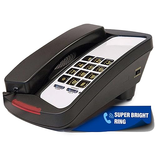 D800B- Single Line Analog Deskset Telephone with Super Bright Ring Light Indicator, Easy-to-Use Dial Pad, Advanced Audio Quality, Wall Mountable