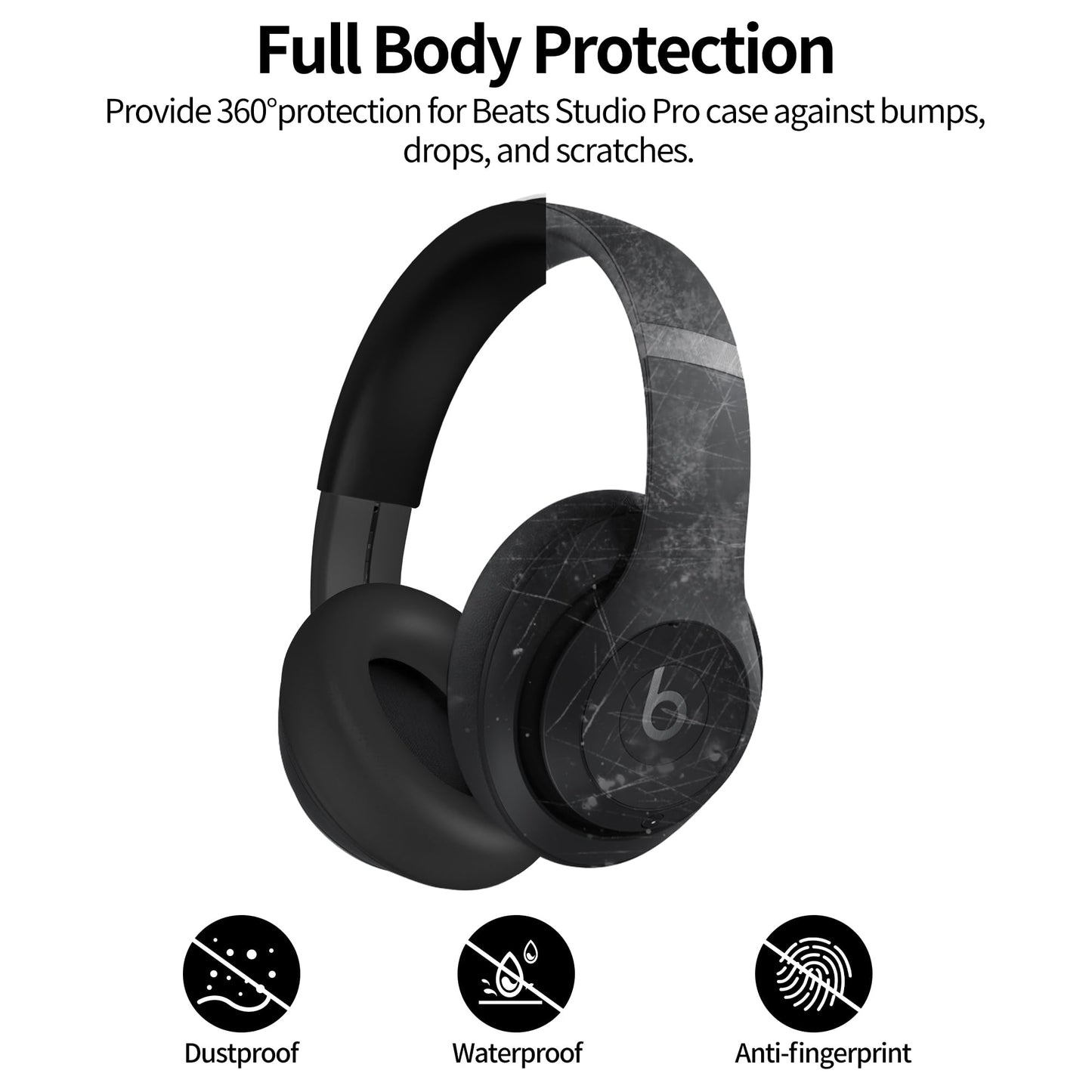 ?3 in 1? Silicone Case for Beats Studio Pro, Anti-Scratch Ear Pad Case/Shell Cover/Headband Covers for Beats Studio Pro, Soft Silicone Skin Protector