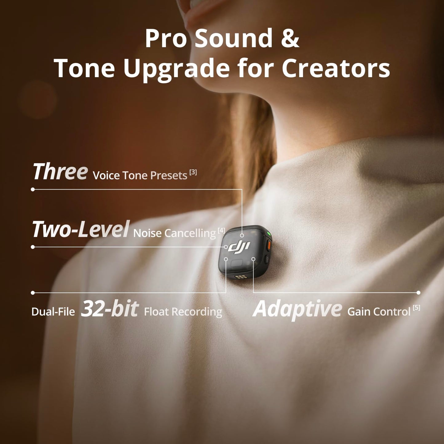 DJI Mic 3 (1 TX + 1 RX), Wireless Lavalier Mic for iPhone/Camera/Android, Ultralight, Extended Operating Time & Fast Charging, 1312ft (400m)