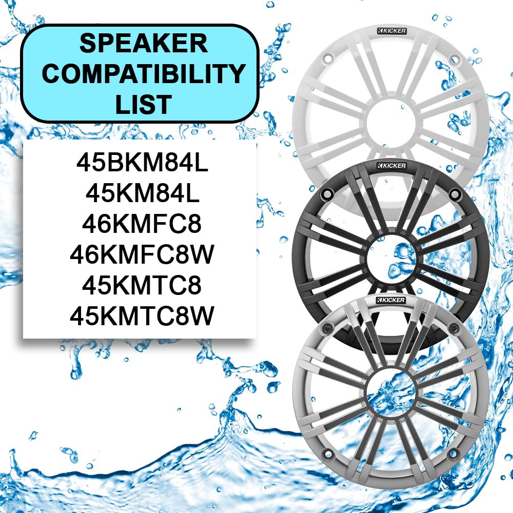 KICKER 45BKMG8C 8" Marine Speaker Grille (Charcoal) Compatible ONLY 8" KM, KMFC and KMTC Series Marine Speakers - Price per Single Unit, 1 Grille