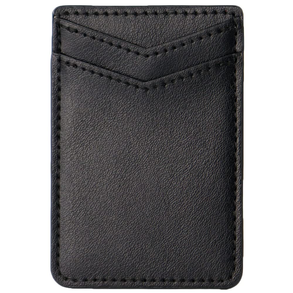Fulgamo 2Pack Leather Phone Wallet Stick on, Sticky Back of Phone Card Holder, Credit Card Holder for Phone Case Stick on - Black