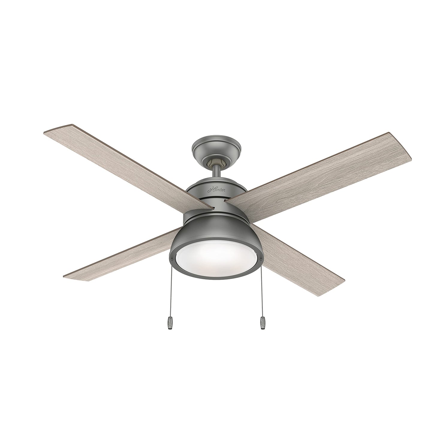 Hunter Fan 52 inch Contemporary Matte Silver Finish Indoor Ceiling Fan with LED Light Kit and Pull Chain (Renewed)