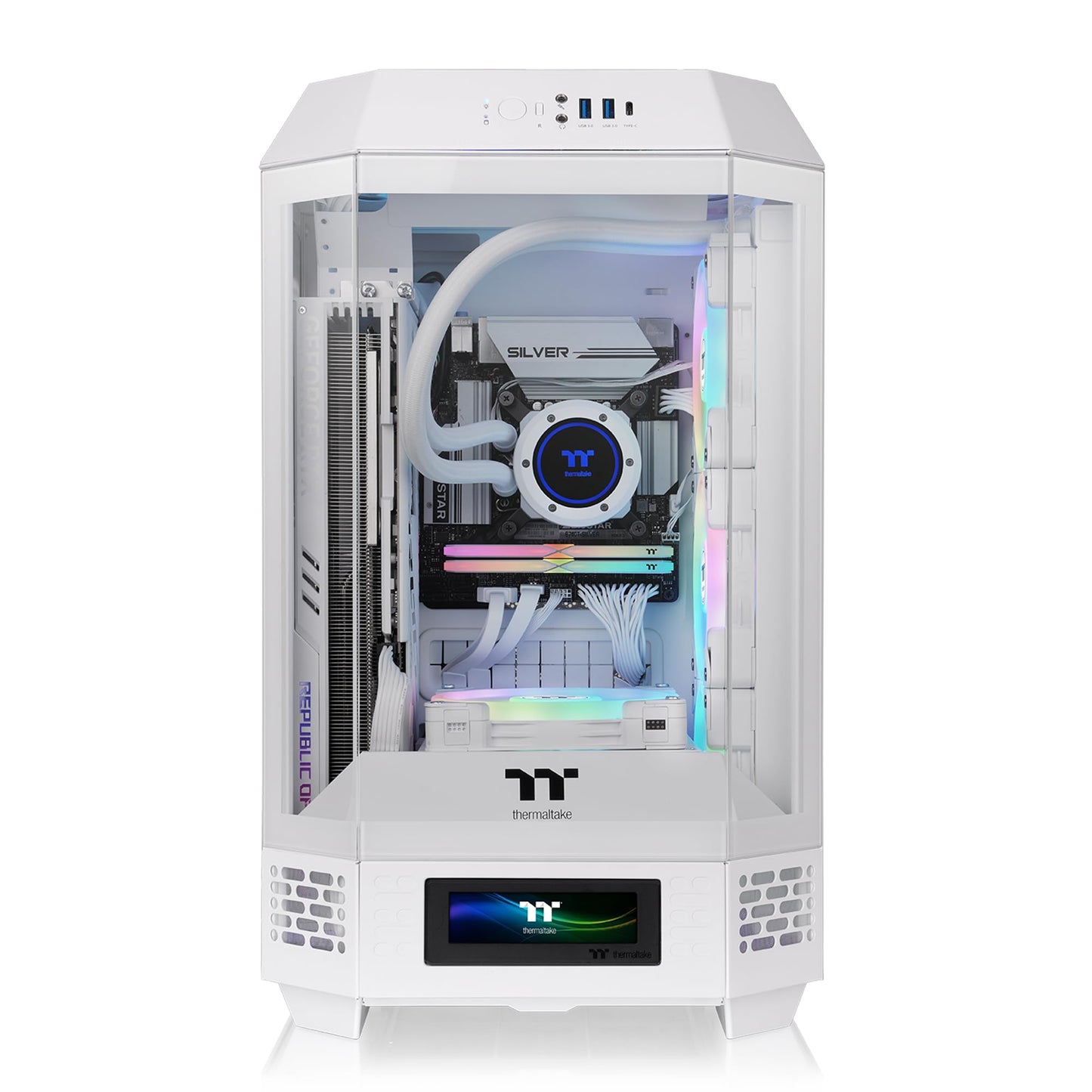 Thermaltake Tower 250 Snow Mini-ITX Mini Tower; 2x120mm CT Fans Included; 360mm Radiator Support; 360mm GPU Clearance; Dual Chamber; CA-1Z9-00S6WN-AZ