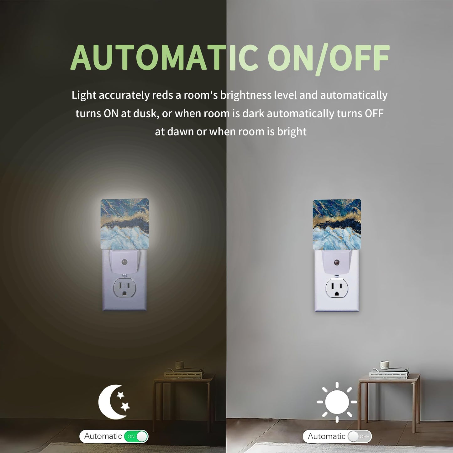 ZTHLL Blue Indigo Marble Night Light, Night Light Plug into Wall with Dusk to Dawn Sensor, LED Lamp Energy Saving Lights for Men Women Boys Girls,Lamp